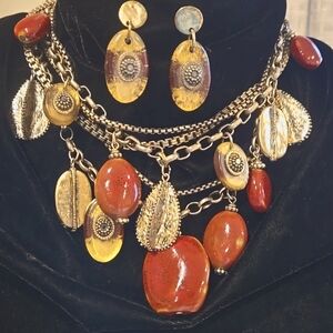 Terra Cotta stone necklace and earrings